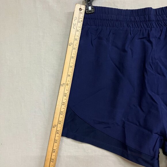 SILKWORLD Women's S Dark Blue High Waist Running Zipper Pockets Athletic Shorts - Picture 10 of 10